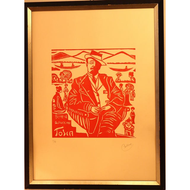 Bellora, Puccini's Tosca Bohème, 1970s, Lithograph, Framed For Sale - Image 3 of 17
