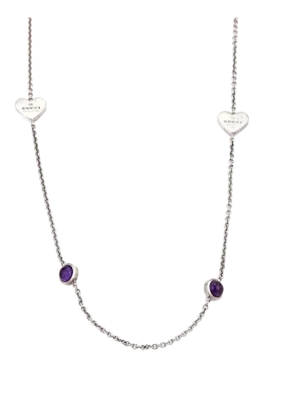 Gucci Amethyst Sterling Silver Hearts & Dots Long Chain Necklace