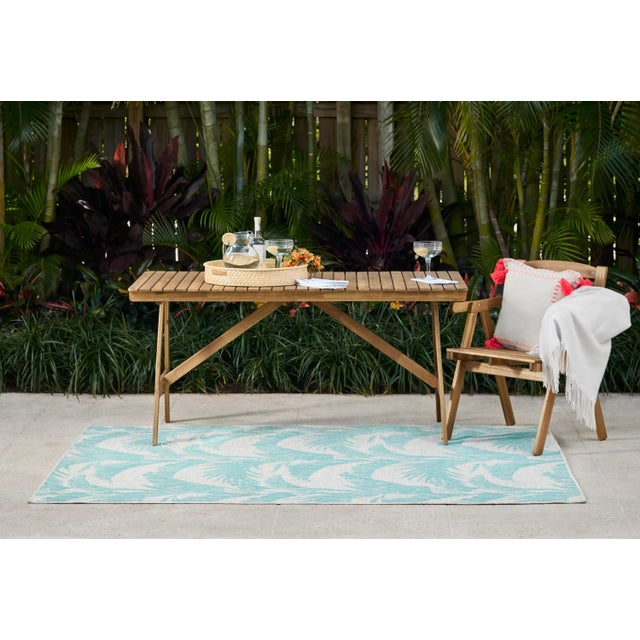 Textile Momeni Contemporary Indoor/Outdoor Riviera Palm Rug in Aqua, 5'3" x 7' For Sale - Image 7 of 9