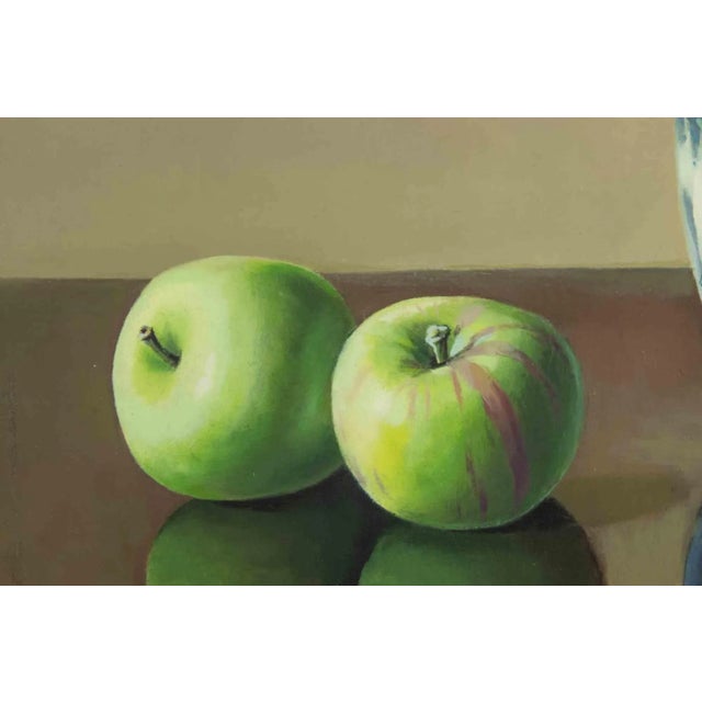 Early 21st Century Zhang Wei Guang, Green Apples on Table, Oil on Canvas, 2010s For Sale - Image 5 of 7