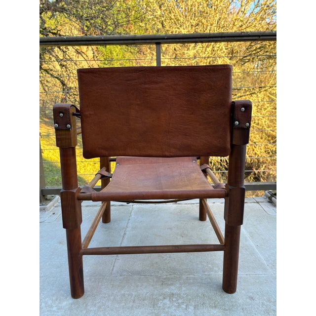 Vintage 1920s Roorkee Safari Chairs Set of 4 Brown Leather & Wood, Handmade For Sale - Image 4 of 12
