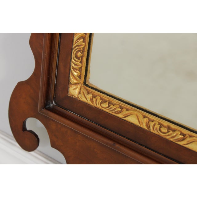 Brown Prince of Wales Chippendale Style Burl Walnut Wall Mirror For Sale - Image 8 of 13