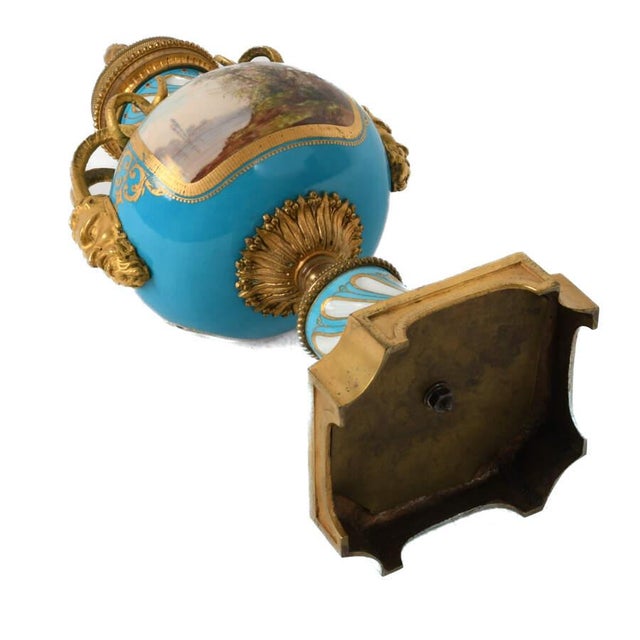 Bronze 19th Century Sèvres-Style Hand-Painted Gilt Bronze and Porcelain Urn For Sale - Image 8 of 8