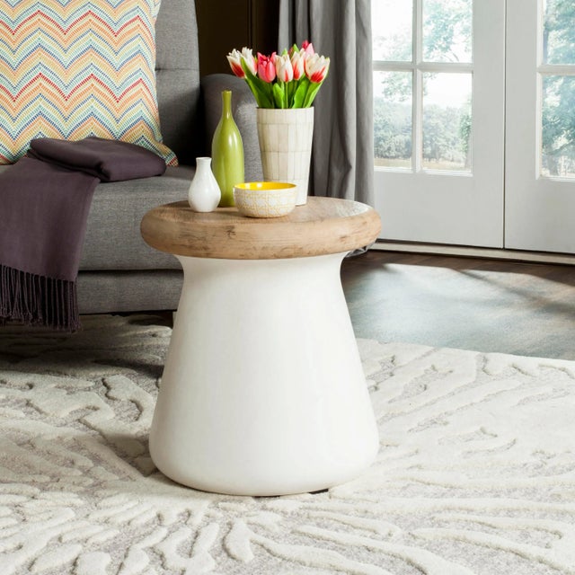 Modern Contemporary Indoor Outdoor Accent Table in Ivory For Sale - Image 3 of 5