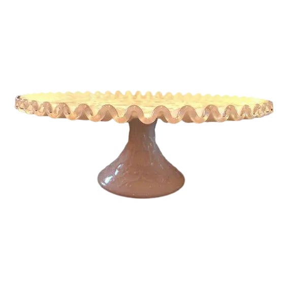 1960s Country Fenton Lace Milk Glass Cake Stand For Sale