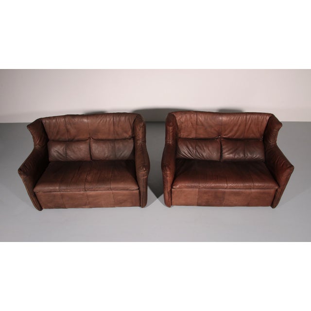 Patinated Leather Sofa by Gerard van Den Berg for Montis, Netherlands, 1970s, Set of 2 For Sale - Image 9 of 15