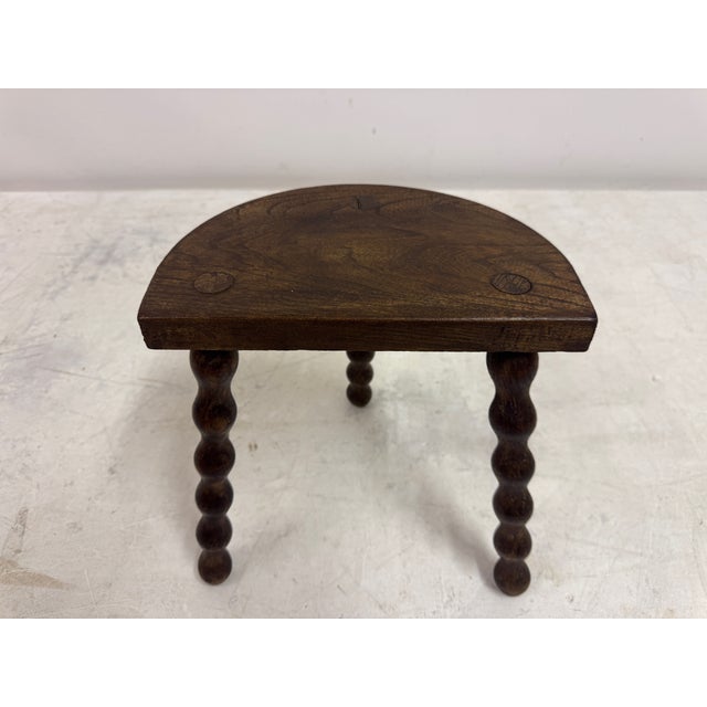 Wood French Half-Moon Tripod Milking Stool, 1950s For Sale - Image 7 of 10