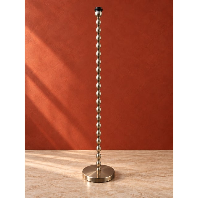 Modern Brushed Brass-Tone Beaded Floor Lamp For Sale In Miami - Image 6 of 6