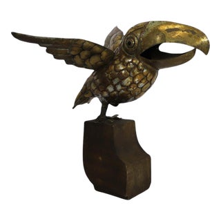 1970s Sergio Bustamante Petite Toucan Sculpture Signed For Sale