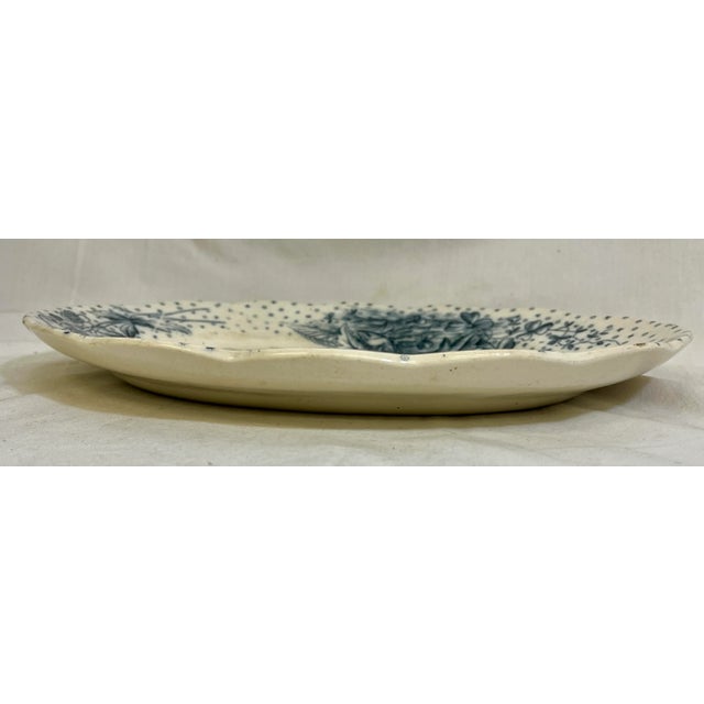 Cream Antique Sampson Hancock Aesthetic Movement Blue Poppy Floral Pattern Serving Platter From England - Circa 1885 For Sale - Image 8 of 10