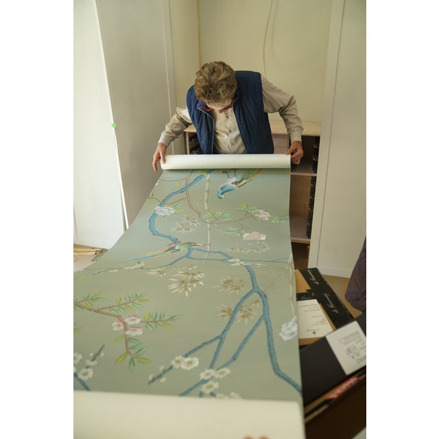 De Gournay Hand-Painted, Hand-Embroidered Custom Wallpaper Mural For Sale In New York - Image 6 of 8