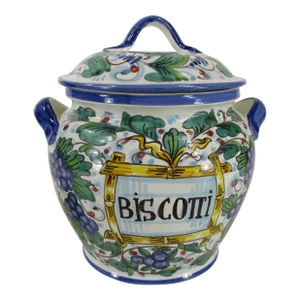 Vintage Ceramic Italian Hand-Painted Biscotti Jar