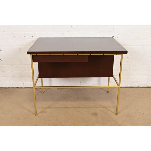 Paul McCobb Irwin Collection Mahogany and Brass Nightstand or End Table, Newly Refinished For Sale - Image 10 of 13