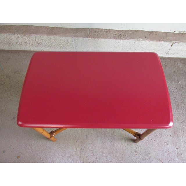 Wood Vintage 1970s Faux Bamboo Side Table by Heywood Wakefield For Sale - Image 7 of 7