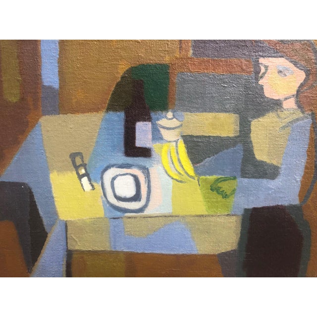 Roger Dérieux, Cubist Woman Sitting at a Table, 1953, Oil on Canvas For Sale - Image 4 of 4