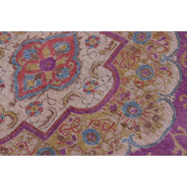 1990's Vintage Light Purpl/Yellow Wool Rug - 9'5'' X 12'0'' For Sale In New York - Image 6 of 10