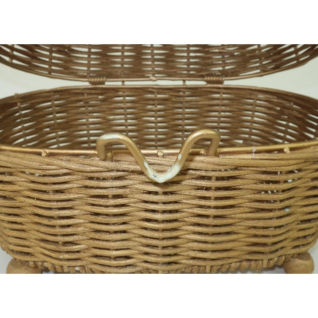Gold Wicker Bow Basket Box For Sale - Image 13 of 14