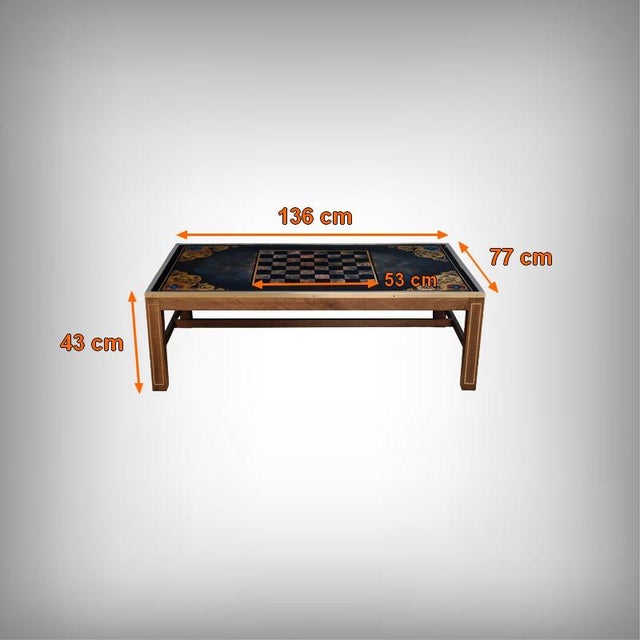 Large 20th Century Mahogany Chessboard Coffee Table in the style of Jansen For Sale - Image 15 of 16