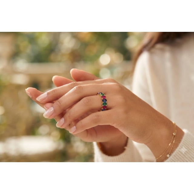 Gemstone Natural Multi Gemstone 1.40cts Ring in 14k Gold For Sale - Image 7 of 8