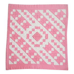 20Thc Mini Pieced Pink & White Postage Stamp Doll Quilt