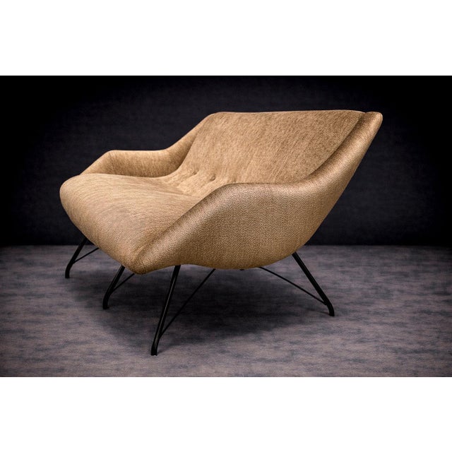 Concha Loveseat in Metal & Fabric, Carlo Hauner, 1955 For Sale - Image 9 of 9