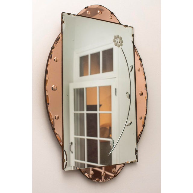 1950s Floral Scalloped Pink Glass Mirror For Sale In Washington DC - Image 6 of 6