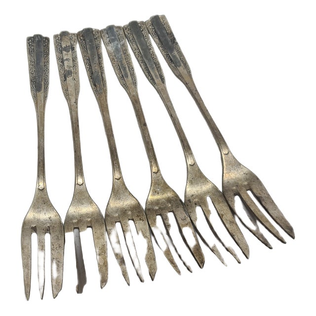 Art Deco Brass Forks by HEFRA, 1960s, Set of 6 For Sale