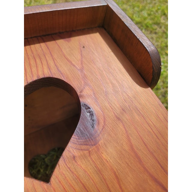 Rustic Pine Step Stool With Heart Cut-Outs and Etched Mallard Scene For Sale - Image 10 of 12