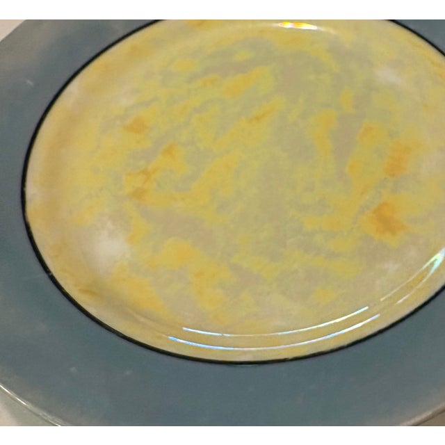 Ceramic 1920’s Chinoiserie Peach and Blue Lusterware Plates-Set of 12 For Sale - Image 7 of 9