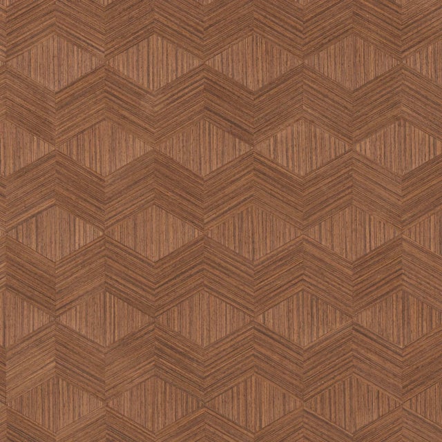 Contemporary Sample - Schumacher Chevron Inlay Wallpaper in Walnut For Sale - Image 3 of 3