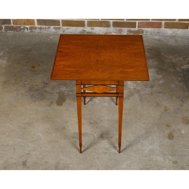 French 19th Century Burlwood Folding Table with Inlaid Accents and Diamond Motif For Sale - Image 11 of 12