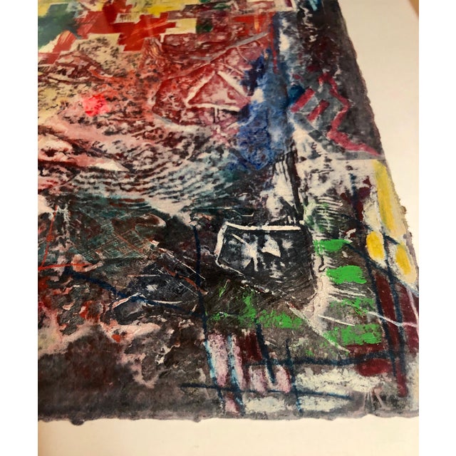 Green Terence La Noue, Large Abstract Modernist Monterey Series Mixed Media Monotype Colorful Painting, 1984 For Sale - Image 8 of 11