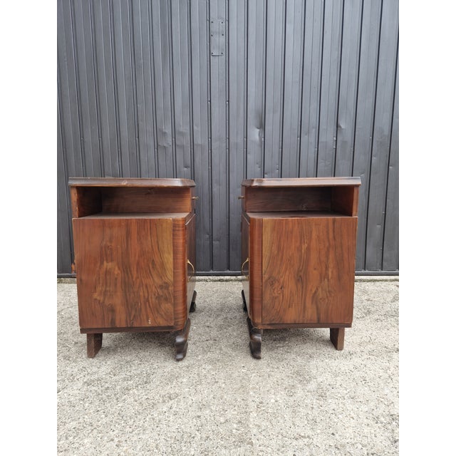 Wood Art Deco Burl Bedside Tables, 1930, Set of 2 For Sale - Image 7 of 11
