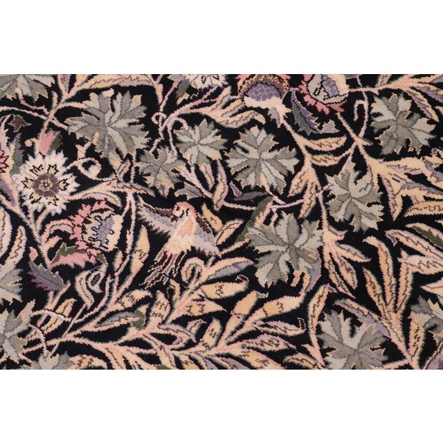 Boho Chic 1990's Floral Pak-Persian Black/Gray Wool Round Rug- 8'2'' X 8'2'' For Sale In New York - Image 6 of 8