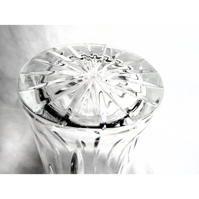 Art Deco Mid 20th Century 12" Cylinder Shaped Cut Crystal Glass Vase For Sale - Image 3 of 13