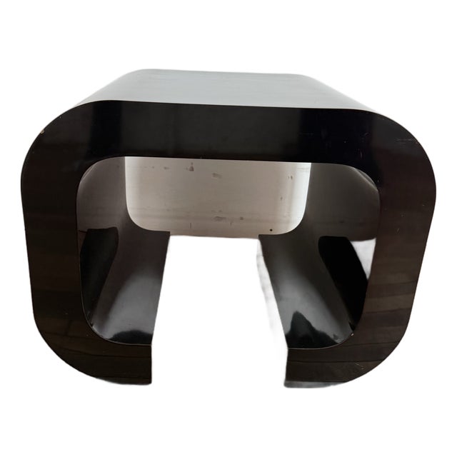 1980 Black Laminate Waterfall End Table For Sale