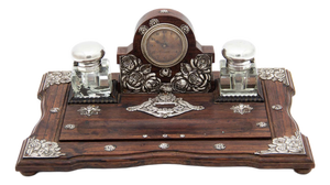 Inkwell with Rosewood Frame and Glass Tanks