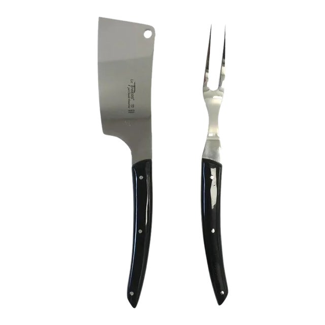 French, Fromage Cheese Steel Knife and Fork Cutlery Service - Set of 2 For Sale