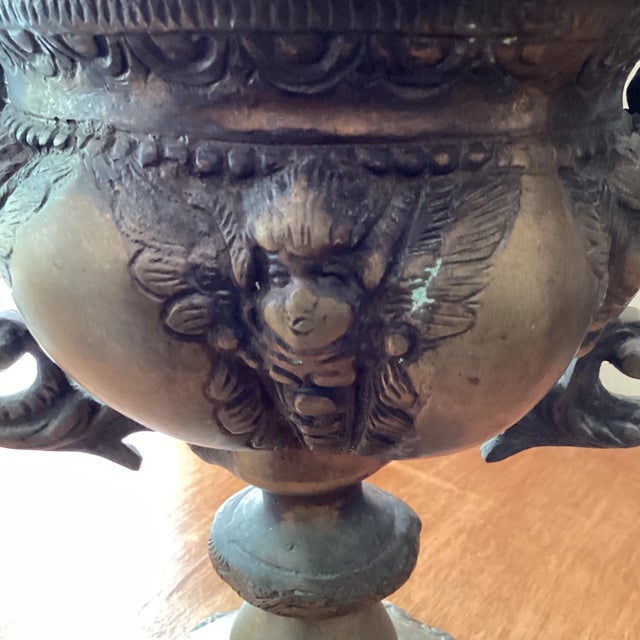 18th Century Antique 18th Century Brass Bronze French Style Goblet Urn Vase or Planter Ornate Loving Cup Anita Speedo Design For Sale - Image 5 of 13