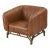 Vincent Industrial Modern Arm Chair - Light Brown Leather For Sale