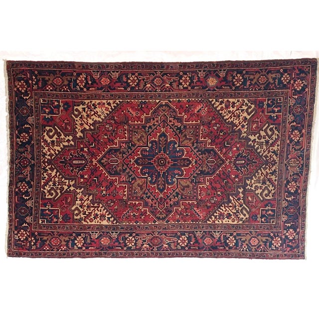 Brick Red 1960's Vintage Persian Heriz, 6'6" X 9'8" For Sale - Image 8 of 8