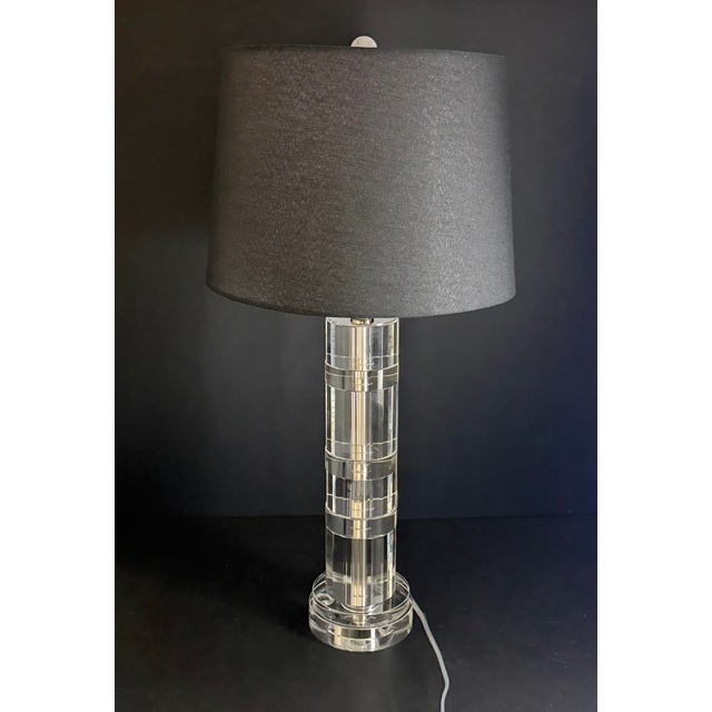 Modern Ralph Lauren ‘Brookings’ Crystal Lamp - Rare Original Black Shade For Sale - Image 3 of 6