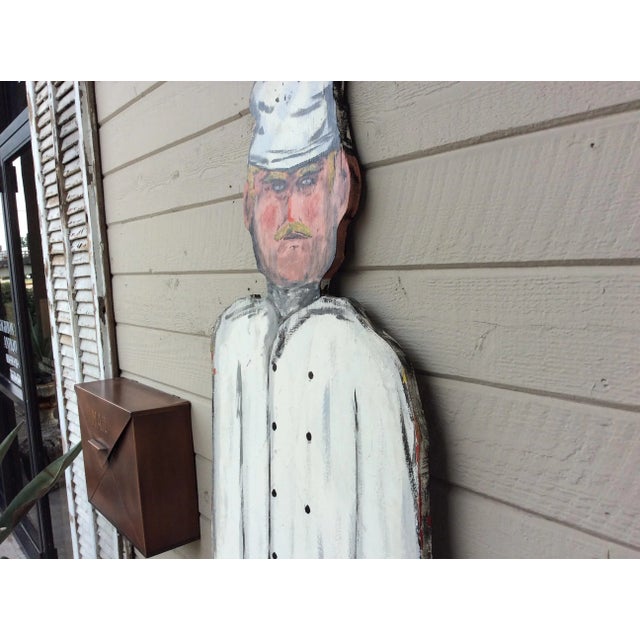 Vintage Late 20th Century French Wood Painted Two Sided Chef Sign For Sale - Image 11 of 13