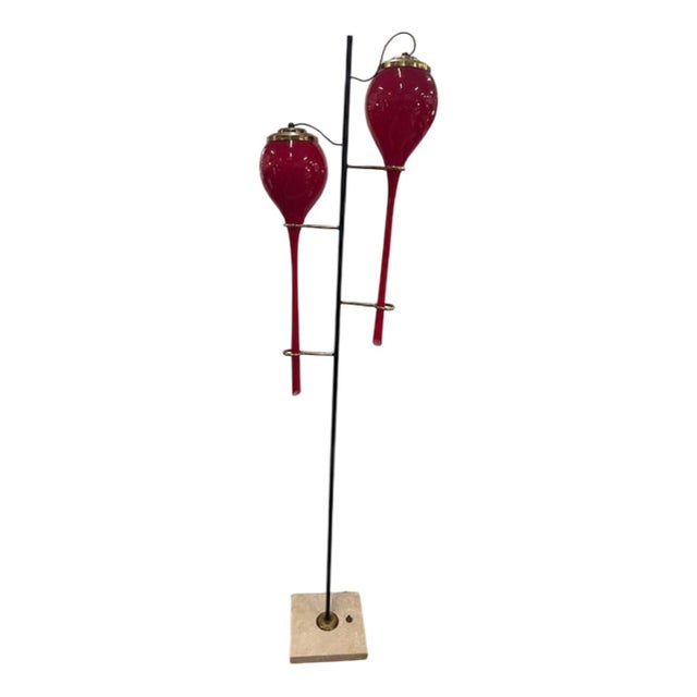 Floor Lamp with Red Lampshades from Stilnovo, 1950s For Sale - Image 17 of 17