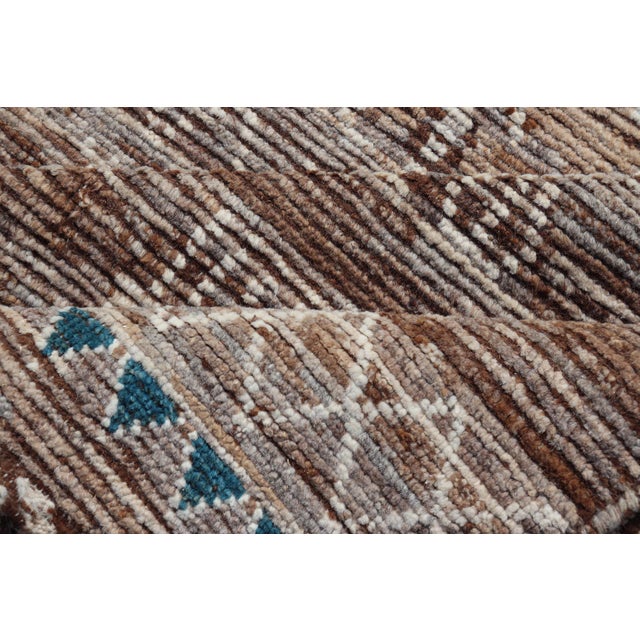 Moroccan Style Distressed Modern Rug in Diamond Design in Earthy Tones 6'5 X 9'4 For Sale - Image 10 of 11