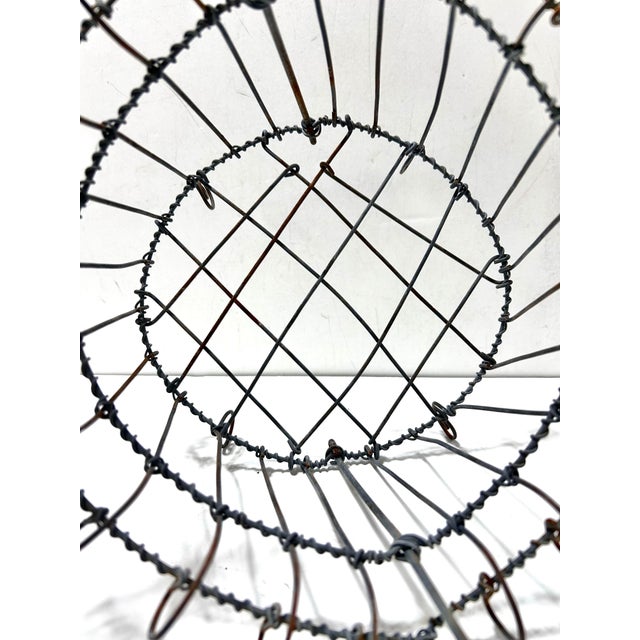 Late 19th Century 19th Century Victorian Handmade Wire Egg Gathering Basket - Primitive Farmhouse Garden Decor For Sale - Image 5 of 6