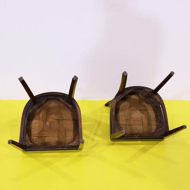 Wooden Chairs with Red Upholstery and Decorative Studs, Set of 2 For Sale - Image 10 of 11