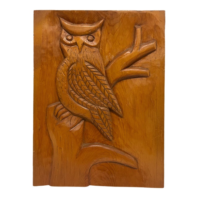 Owl Southern Folk Art Carved Plaque For Sale