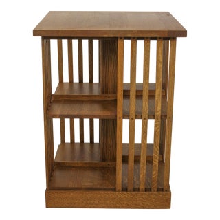 Stickley Mission Oak Arts & Crafts Revolving Bookshelf For Sale