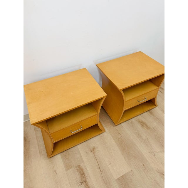 Unique Curved Hourglass Double Sided Nightstand Pair Vintage Accent Post Modern For Sale In Tampa - Image 6 of 17